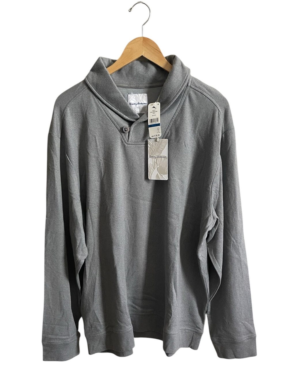 Tommy Bahama HERRINGBONE DEER HARBOR SHAWL COLLAR Pullover XL $138.00